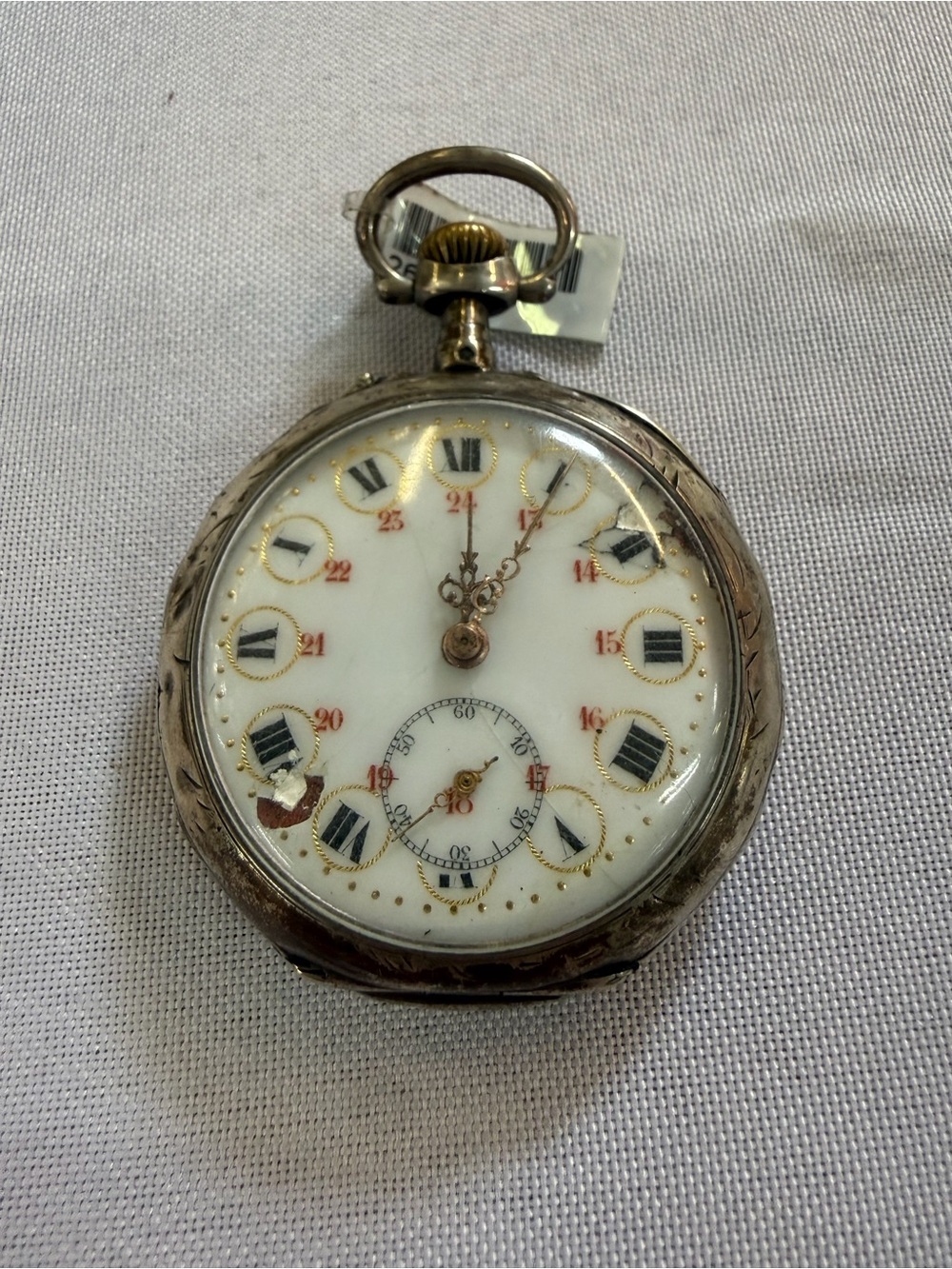 1905 French Medailles D’ Or Cylinder 10 Rubis Pocket Watch Sterling Silver